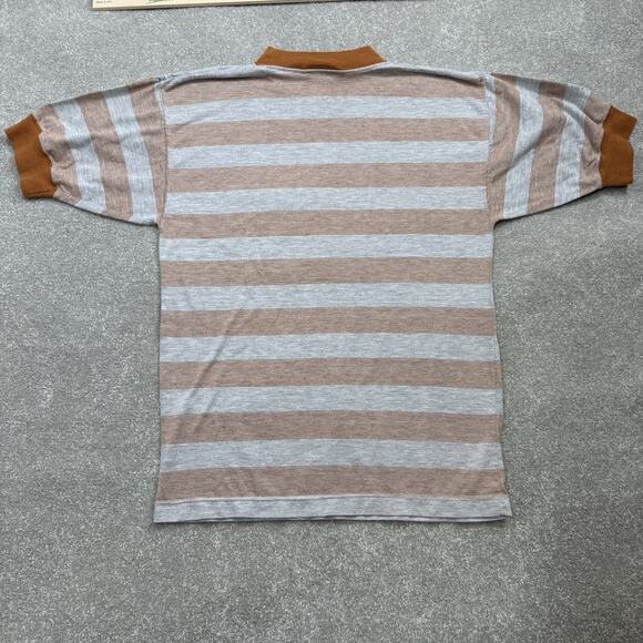 Vintage 90s Brittania Gray Orange Striped Tshirt Pocket Tee Mens Sml Fall Skater - Picture 2 of 10